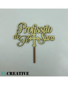 Topper 'Profissão de Fé' personalizado com nome