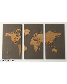 Painel tríptico Mapa Mundo